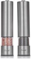 lerutti electric salt and pepper grinder set - battery operated stainless steel grinders pack of 2 - automatic mills with led light and caps at bottom: enhance your seasoning experience! logo