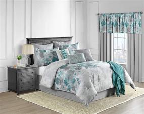 img 4 attached to 🌺 Luxurious Lanwood Claire Cotton 10-Piece Comforter Set, King Size, Teal Floral Pattern