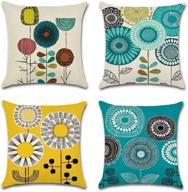 🛋️ set of 4 decorative farmhouse throw pillow covers - 18 x 18 inches soft linen outdoor cushion cases for living room couch sofa car bed by boomteck логотип