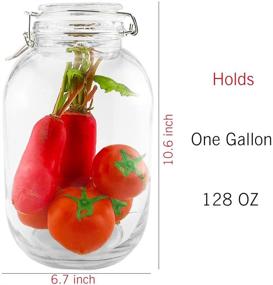 img 3 attached to 🔒 Folinstall 1 Gallon Glass Canning Jar, Wide Mouth Mason Jars with Clip Top Lids - Food Storage Containers for Bathroom or Kitchen, Clear, 128 FL OZ (Includes 1 Piece Replacement Gaskets)