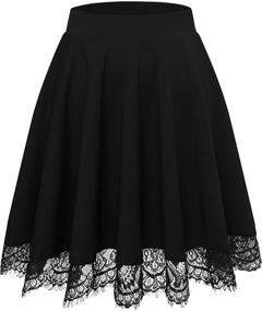 img 4 attached to 👗 Bbonlinedress Mini High Waisted Skater Skirt for Women - Casual, Versatile, Stretchy, Flared Design