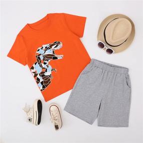 img 3 attached to 🦖 Dinosaur T-Shirt Camouflage Boys' Clothing Sets - Clothes Outfits for Kids