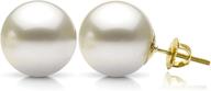 💎 women's 14k gold stud earrings with freshwater cultured white pearls - screwbacks jewelry logo