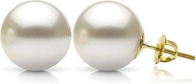 img 4 attached to 💎 Women's 14K Gold Stud Earrings with Freshwater Cultured White Pearls - Screwbacks Jewelry