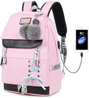 lmeison backpack for girls and women: stylish bookbag with usb charging port for teens, perfect for elementary and middle school logo