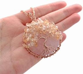 img 1 attached to 🌹 JOVIVI Natural Rose Quartz Tree of Life Crystal Necklace: Gorgeous Rose Gold Plated Wire Wrap Healing Chakra Gemstone Pendant Necklace, perfect for Women- An Ideal Mothers Day or Valentines Gift