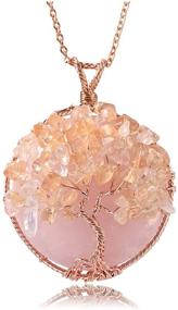 img 4 attached to 🌹 JOVIVI Natural Rose Quartz Tree of Life Crystal Necklace: Gorgeous Rose Gold Plated Wire Wrap Healing Chakra Gemstone Pendant Necklace, perfect for Women- An Ideal Mothers Day or Valentines Gift