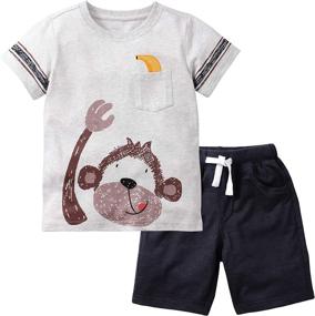 img 4 attached to Cute Clothes Sleeve T-Shirt Toddler Outfits for Boys - Complete Clothing Sets