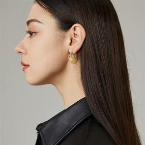 img 3 attached to 💫 Stunning LEEKOO Half Hollow Ball Drop Dangle Hoop Earrings: Must-Have 14K Gold Plated Accessories for Women and Girls