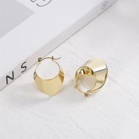 img 2 attached to 💫 Stunning LEEKOO Half Hollow Ball Drop Dangle Hoop Earrings: Must-Have 14K Gold Plated Accessories for Women and Girls