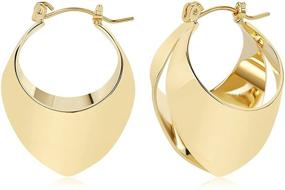 img 4 attached to 💫 Stunning LEEKOO Half Hollow Ball Drop Dangle Hoop Earrings: Must-Have 14K Gold Plated Accessories for Women and Girls