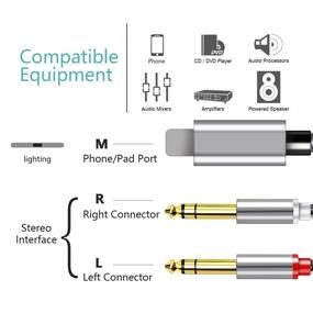 img 3 attached to 2-Male 1/4 Audio Aux Cable - 6.6ft Dual 6.35mm TRS Stereo Cord for i-Phone/i-Pad Amplifier, Mixing Console Mixer, Speaker - Y Splitter Adapter