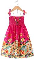 🌈 flenwgo girls bohemian dresses: colorful floral sleeveless rainbow beach sundress with necklace for ages 2-12t logo