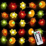 🍁 turnmeon 20ft 60led fall pumpkin maple lights decor: remote control, timer, 8 modes - battery operated acorn garland for autumn, thanksgiving, halloween - warm white логотип