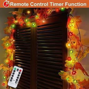 img 3 attached to 🍁 TURNMEON 20Ft 60LED Fall Pumpkin Maple Lights Decor: Remote Control, Timer, 8 Modes - Battery Operated Acorn Garland for Autumn, Thanksgiving, Halloween - Warm White