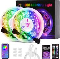 32.8ft/10m rgb led strip lights with music sync, color changing usb lighting strips controlled via bluetooth app & ir remote 44 keys, including 180 5050 rgb led strip lights for bedroom, tv логотип