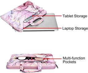 img 3 attached to Сумка для ноутбука MOSISO для MacBook Pro 16 дюймов A2141, Dell HP Acer Samsung Sony Chromebook, сумка-чехол из полиэстера с плечевым ремнем и петлей для тележки Marble MO-MBH216