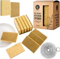 🧽 j&amp;k ink natural kitchen sponges - 10 pack eco friendly cellulose sponges with coconut fibers | plant based biodegradable scrubber pads for sustainable living + 1 chainmail scrubber logo