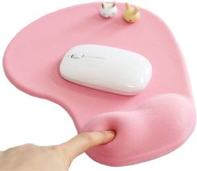img 4 attached to 🖱️ Pink Office Mousepad with Gel Wrist Support - Ergonomic Gaming Desktop Mouse Pad Wrist Rest - Design Gamepad Mat Rubber Base for Laptop - Silicone Non-Slip Special-Textured Surface