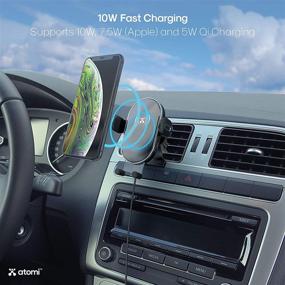 img 3 attached to 🚗 Efficiency on the Go: Atomi Qi Wireless Car Charger - Qualcomm Quick Charge 3.0, Phone Mount, Motorized Clamping, 360° Rotation, Hands-Free - Black