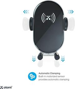 img 1 attached to 🚗 Efficiency on the Go: Atomi Qi Wireless Car Charger - Qualcomm Quick Charge 3.0, Phone Mount, Motorized Clamping, 360° Rotation, Hands-Free - Black