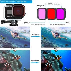 img 3 attached to 🎥 Husiway Action Camera Accessories Kit for GoPro Hero 8 Black: Waterproof Housing, Silicone Case, Glass Screen Protector - Compatible with GoPro8 Hero8 62D (Kit for Gopro 8 Black)