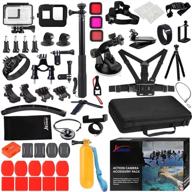 🎥 husiway action camera accessories kit for gopro hero 8 black: waterproof housing, silicone case, glass screen protector - compatible with gopro8 hero8 62d (kit for gopro 8 black) logo