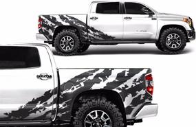 img 1 attached to 🚗 Усилите свой Toyota Tundra с помощью комплекта графической наклейки Factory Crafts Shred Side 3M Vinyl Decal Wrap - Матовый черный | Совместим с Tundra Crew Cab 2014-2020