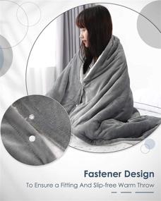 img 1 attached to 🔌 Efficient Electric Blanket: Fast-Heating Flannel & Sherpa Throw, 50"x60", ETL Certified with 6 Heating Levels & 5 Auto-Off Settings - Grey & White, Machine Washable