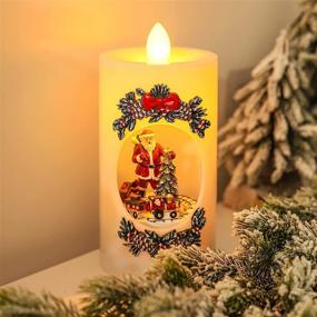 img 3 attached to 🕯️ Santa Claus Flameless Candles: Flickering Xmas LED Pillar with Music - Rustic Holiday Decor & Birthday Gift for Kids