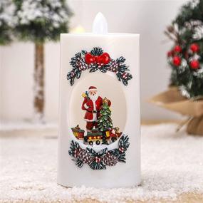 img 2 attached to 🕯️ Santa Claus Flameless Candles: Flickering Xmas LED Pillar with Music - Rustic Holiday Decor & Birthday Gift for Kids