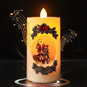 img 4 attached to 🕯️ Santa Claus Flameless Candles: Flickering Xmas LED Pillar with Music - Rustic Holiday Decor & Birthday Gift for Kids