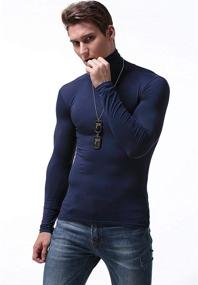 img 1 attached to Men's Slim Fit Turtleneck Thermal Knitted Pullover Top - Solid Lightweight Sweater for Soft and Cozy Style