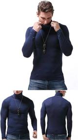 img 2 attached to Men's Slim Fit Turtleneck Thermal Knitted Pullover Top - Solid Lightweight Sweater for Soft and Cozy Style