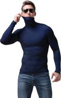 men's slim fit turtleneck thermal knitted pullover top - solid lightweight sweater for soft and cozy style logo