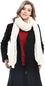 img 3 attached to 🧣 Winter's Warm Twist Cable Knit Neck Warmer Scarf Shawl for Women