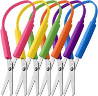 🌈 colorful loop scissors for teens and adults, 8 inches (pack of 6) - adaptive design, right and lefty support, easy-open squeeze handles - ideal for elderly and special needs logo