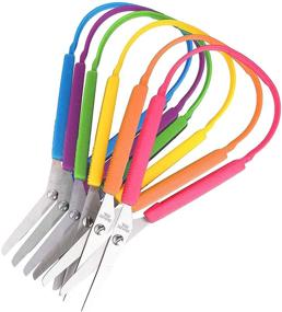 img 1 attached to 🌈 Colorful Loop Scissors for Teens and Adults, 8 Inches (Pack of 6) - Adaptive Design, Right and Lefty Support, Easy-Open Squeeze Handles - Ideal for Elderly and Special Needs