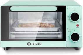 img 4 attached to 🍕 1200W Countertop Toaster Oven - ISILER 4 Slice Pizza Maker for 9 Inch Pizza with Timer, Baking Pan, Broiler Rack & Crumb Tray - Compact Size, Easy Control - Mint Green