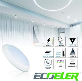 img 3 attached to 💡 ECOELER 8-Inch Dimmable LED Disk Light, 30W, 3000K Warm White, 2000lm, Surface Mount Ceiling Light, Wet Rated, White Aluminum Baffle Trim Matte Shower Waterproof LED Lights