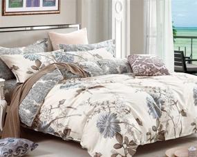 img 3 attached to 🌼 Swanson Beddings Daisy Silhouette Reversible Floral Print King Size 5-Piece 100% Cotton Bedding Set: Duvet Cover, Two Pillowcases, and Two Pillow Shams