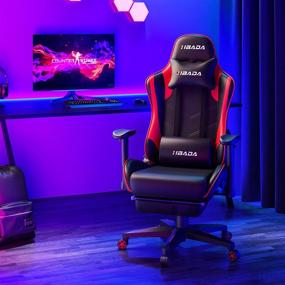 img 3 attached to 🎮 Hbada Ergonomic Racing Gaming Chair with High Back, Height Headrest and Lumbar Support, Swivel E-Sports Computer Chair with Adjustable Footrest, 21.65" D x 27.55" W x 50.39" H, Black/Red