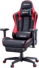 img 4 attached to 🎮 Hbada Ergonomic Racing Gaming Chair with High Back, Height Headrest and Lumbar Support, Swivel E-Sports Computer Chair with Adjustable Footrest, 21.65" D x 27.55" W x 50.39" H, Black/Red