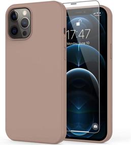 img 4 attached to 📱 DEENAKIN iPhone 12 Pro Max Case - Liquid Silicone Gel Rubber Bumper Cover, with Screen Protector, Slim Fit and Shockproof - Light Brown, 6.7-inch