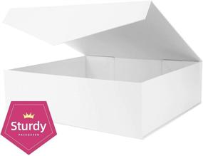 img 2 attached to 🎁 Премиум матовые белые подарочные коробки - PACKQUEEN 2 дополнительно большие коробки для предложений дружбы и подарков для дружек | Складные и с магнитным замком | Прочные, с текстурой зерна | 17х14,5х5,5 дюйма