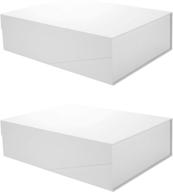 🎁 premium matte white gift boxes - packqueen 2 extra large boxes for bridesmaid proposals & groomsman gifts | collapsible & magnetic closure | sturdy, grain texture | 17x14.5x5.5 inches logo