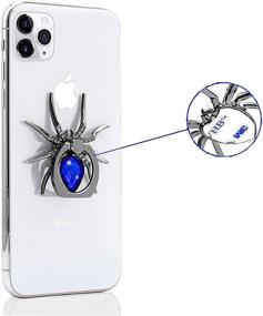 img 1 attached to Etry Phone Ring Stand Finger Holder, Паук Luxury Diamond, 360° вращение 📱 Металлическая кольцевая ручка Животное Эмо Хардкорный стиль - Совместим с любыми смартфонами и планшетами