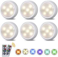 🔆 convenient 6 pack of led puck lights with remote control – battery operated rgbw dimmable lighting solution for kitchen, closet, and wall логотип