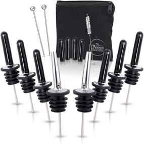 img 4 attached to Chefast Set of 8 Stainless Steel Bottle Pourers with 10 Long Dust Caps, 2 Cocktail Picks, Brush, and Storage Bag - Premium Metal Toppers for Liquor Spout Pourer, Oil & Vinegar Dispenser