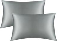 2-pack dark grey silk satin pillowcases for hair and skin | queen size | envelope closure | 20x30 inches logo